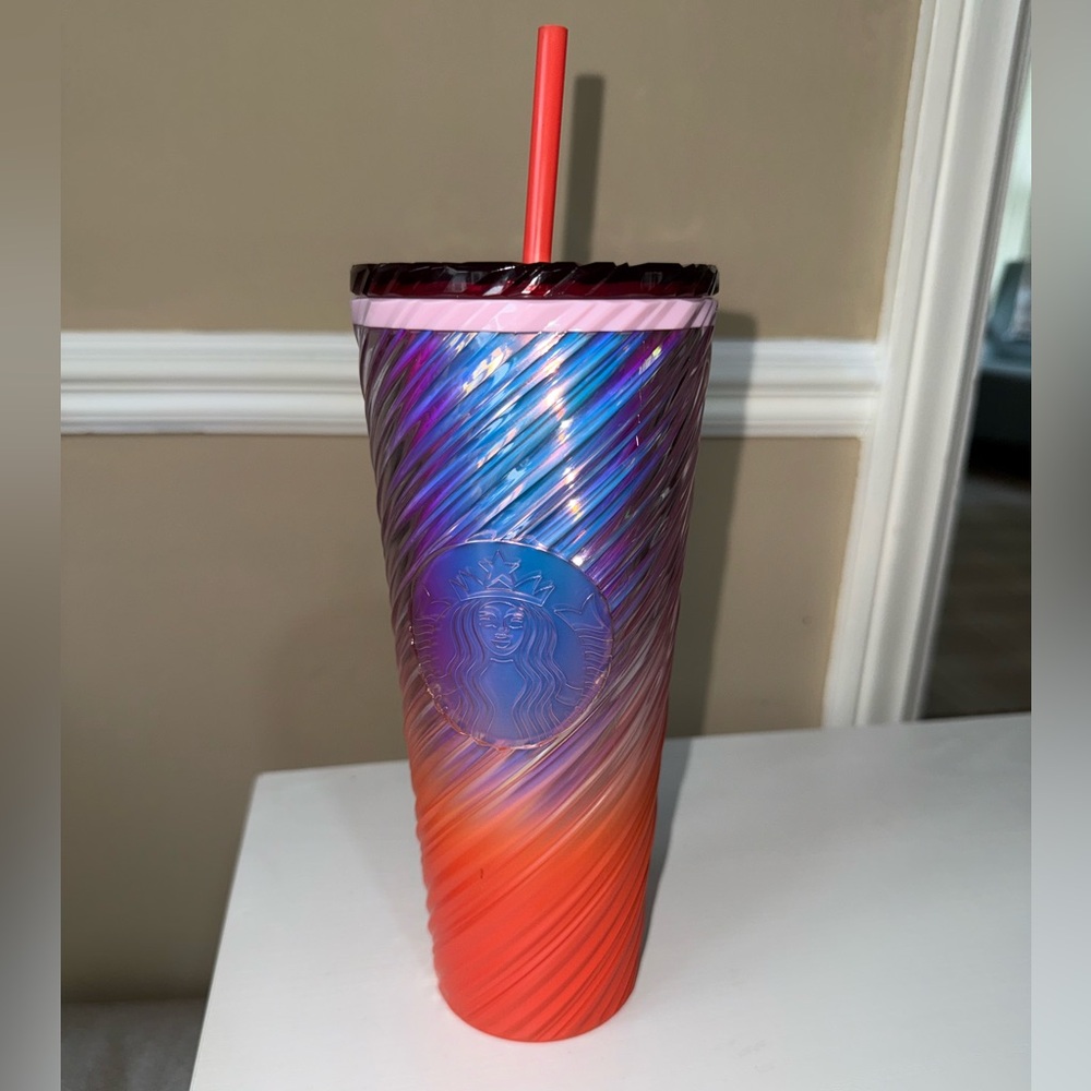 NEW Starbucks Multicolor Swirl Tumbler with Straw